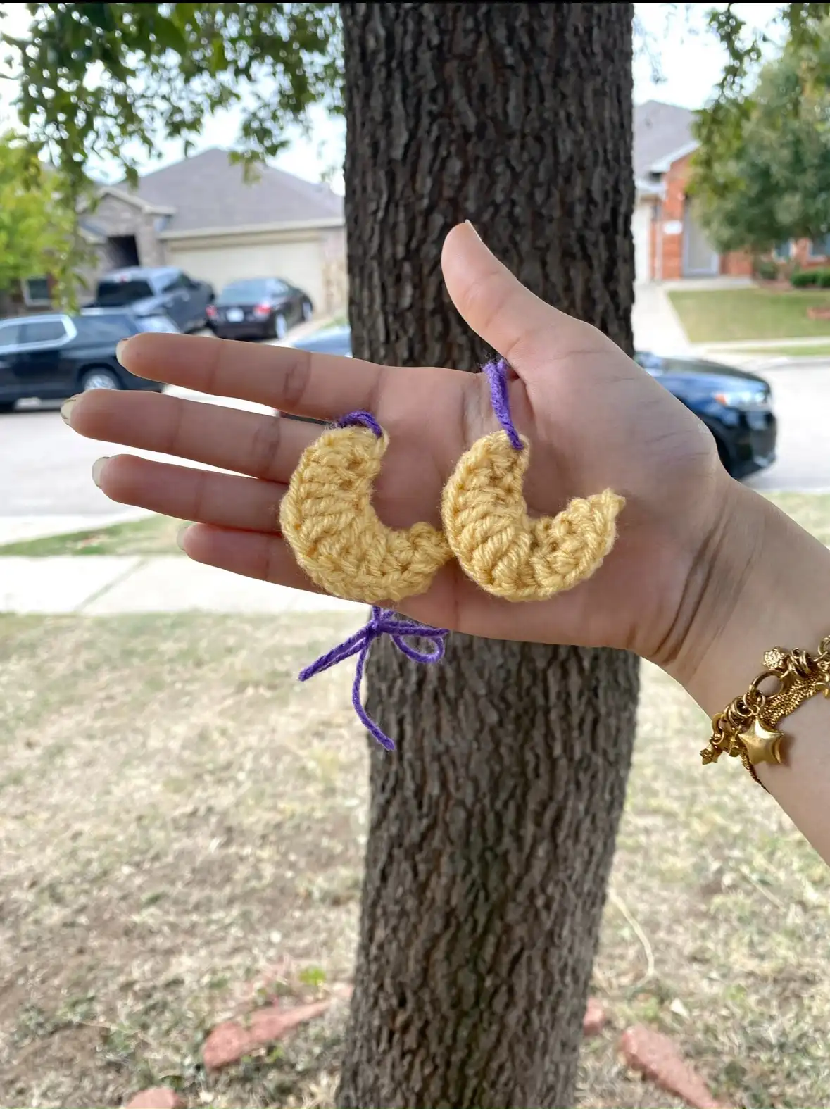Handmade Crochet Moon Charm (yellow)